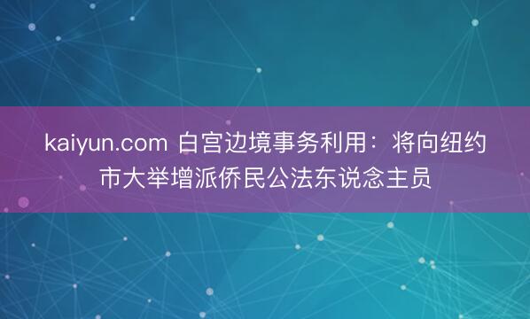 kaiyun.com 白宫边境事务利用：将向纽约市大举增派侨民公法东说念主员