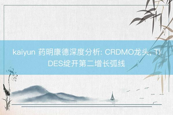 kaiyun 药明康德深度分析: CRDMO龙头, TIDES绽开第二增长弧线