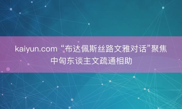 kaiyun.com “布达佩斯丝路文雅对话”聚焦中匈东谈主文疏通相助
